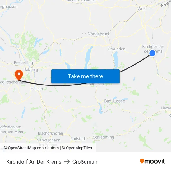Kirchdorf An Der Krems to Großgmain map