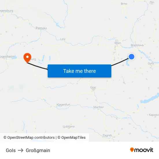 Gols to Großgmain map