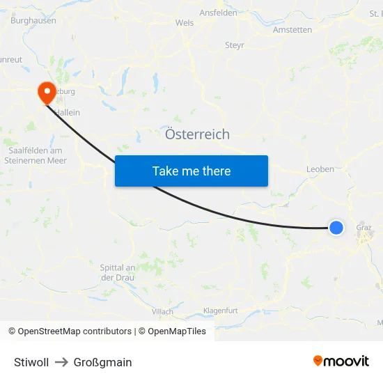 Stiwoll to Großgmain map
