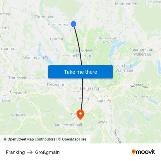 Franking to Großgmain map