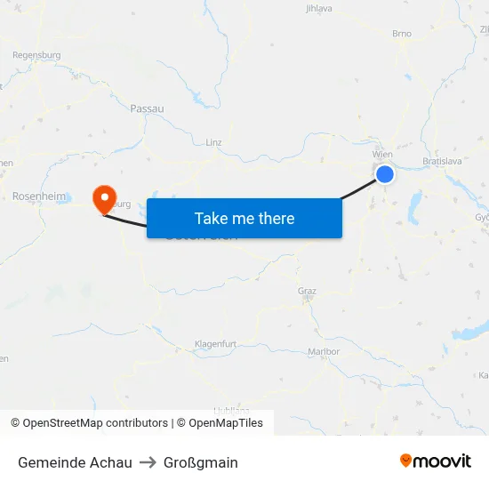 Gemeinde Achau to Großgmain map