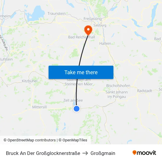 Bruck An Der Großglocknerstraße to Großgmain map