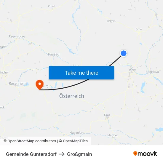 Gemeinde Guntersdorf to Großgmain map