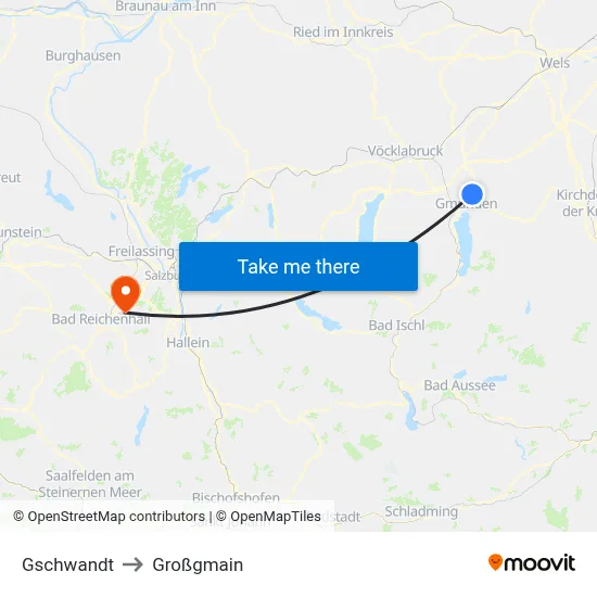 Gschwandt to Großgmain map