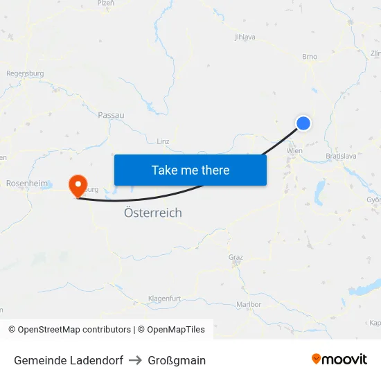 Gemeinde Ladendorf to Großgmain map