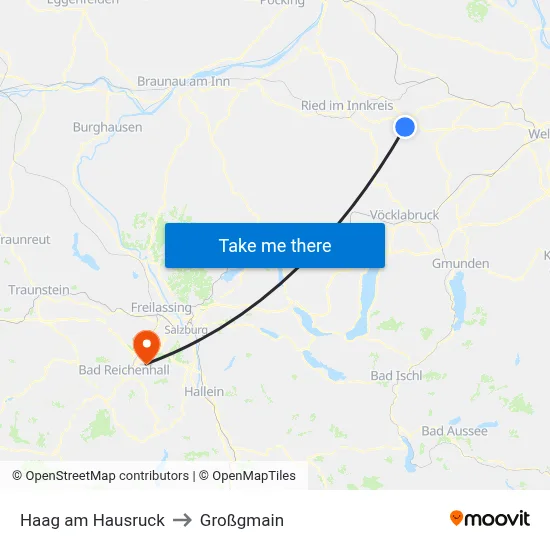 Haag am Hausruck to Großgmain map
