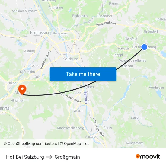 Hof Bei Salzburg to Großgmain map