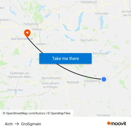 Aich to Großgmain map
