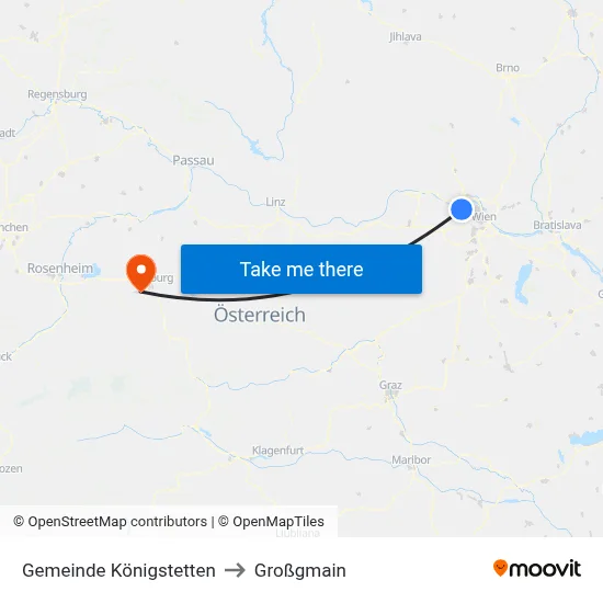 Gemeinde Königstetten to Großgmain map