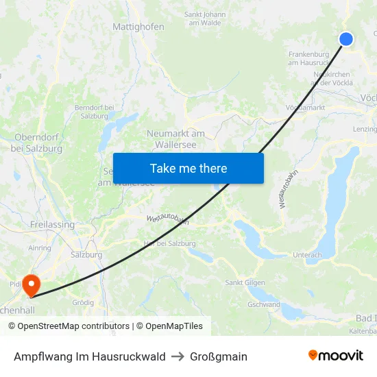 Ampflwang Im Hausruckwald to Großgmain map