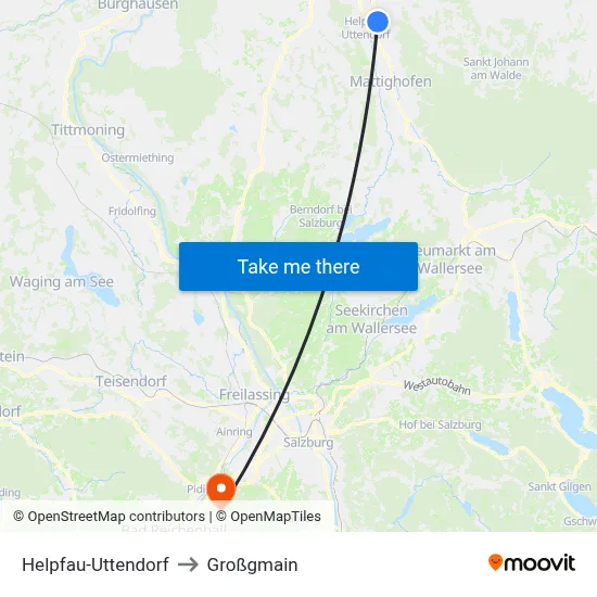 Helpfau-Uttendorf to Großgmain map
