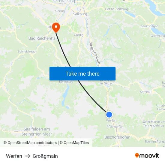 Werfen to Großgmain map