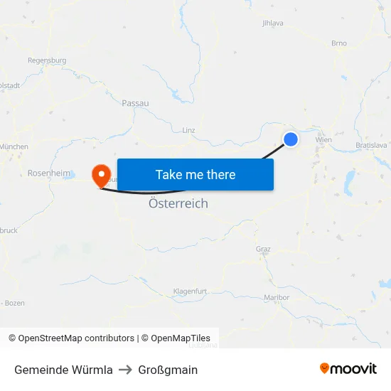 Gemeinde Würmla to Großgmain map
