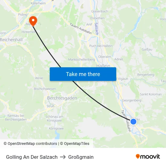 Golling An Der Salzach to Großgmain map
