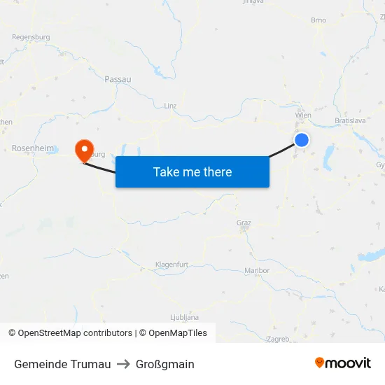Gemeinde Trumau to Großgmain map