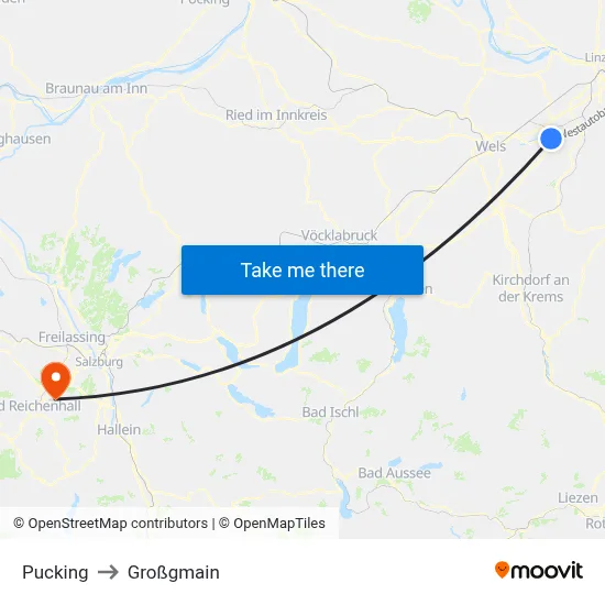 Pucking to Großgmain map