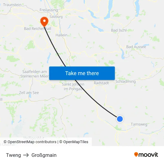 Tweng to Großgmain map