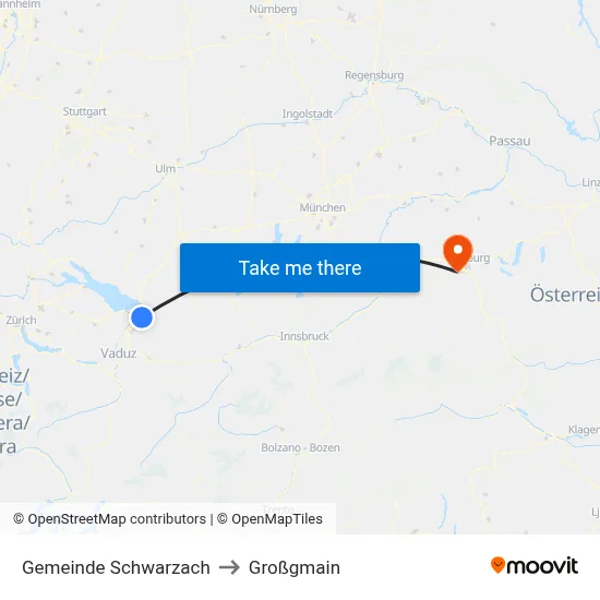 Gemeinde Schwarzach to Großgmain map