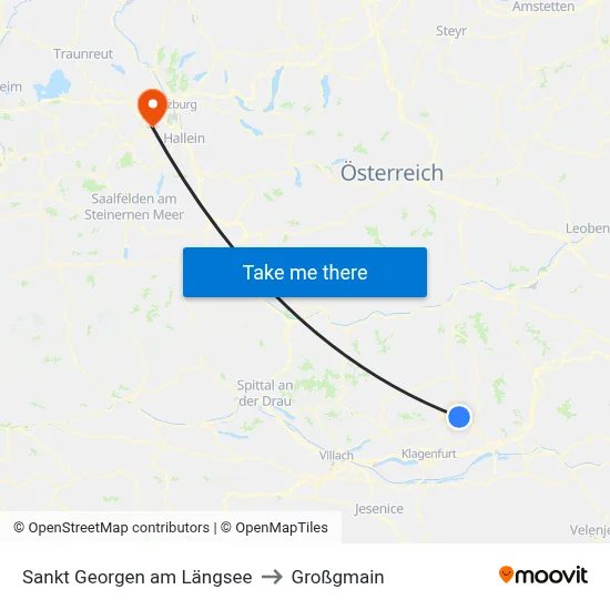 Sankt Georgen am Längsee to Großgmain map