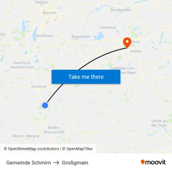 Gemeinde Schmirn to Großgmain map
