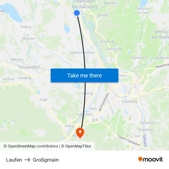 Laufen to Großgmain map