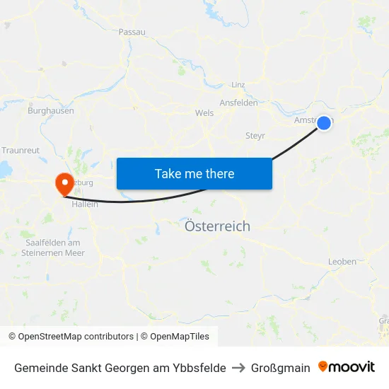 Gemeinde Sankt Georgen am Ybbsfelde to Großgmain map
