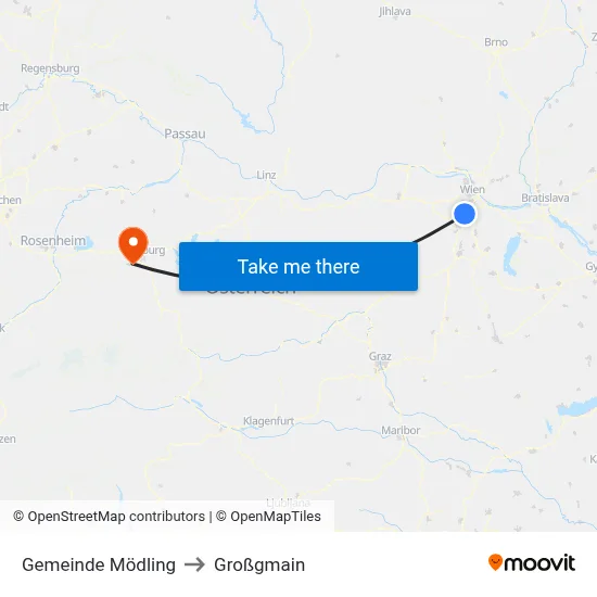 Gemeinde Mödling to Großgmain map