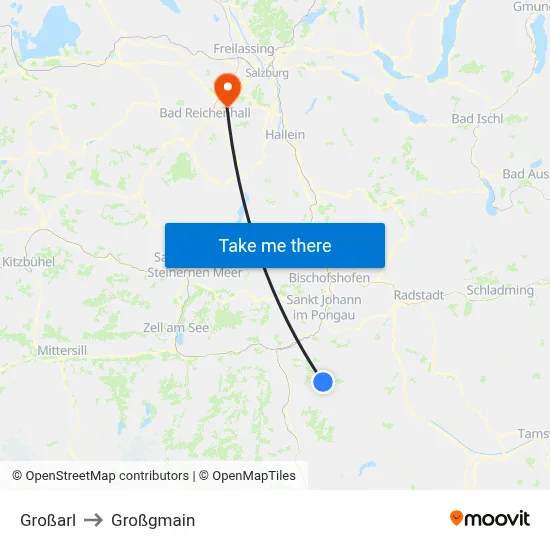 Großarl to Großgmain map