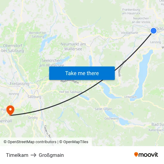 Timelkam to Großgmain map