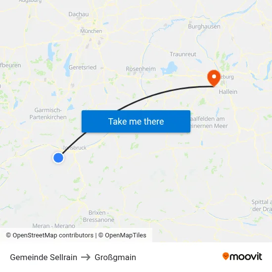 Gemeinde Sellrain to Großgmain map