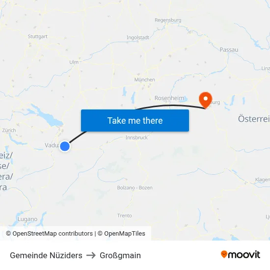 Gemeinde Nüziders to Großgmain map