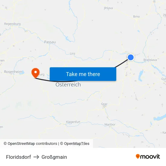 Floridsdorf to Großgmain map