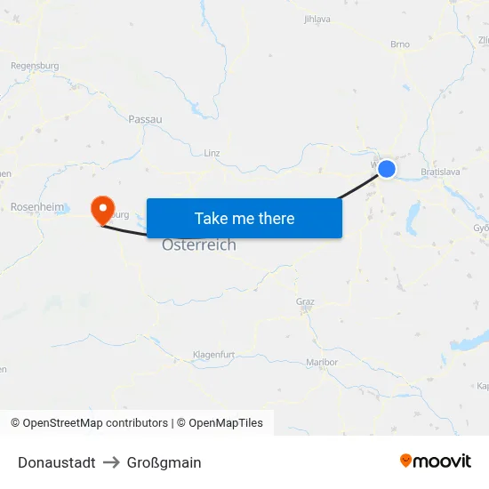 Donaustadt to Großgmain map