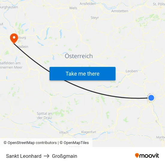 Sankt Leonhard to Großgmain map