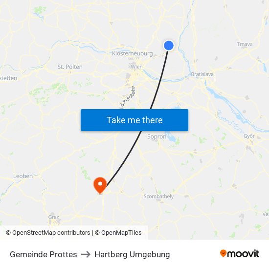 Gemeinde Prottes to Hartberg Umgebung map
