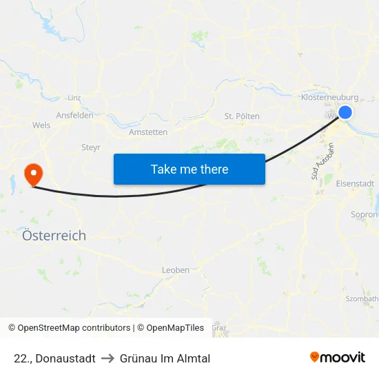 22., Donaustadt to Grünau Im Almtal map