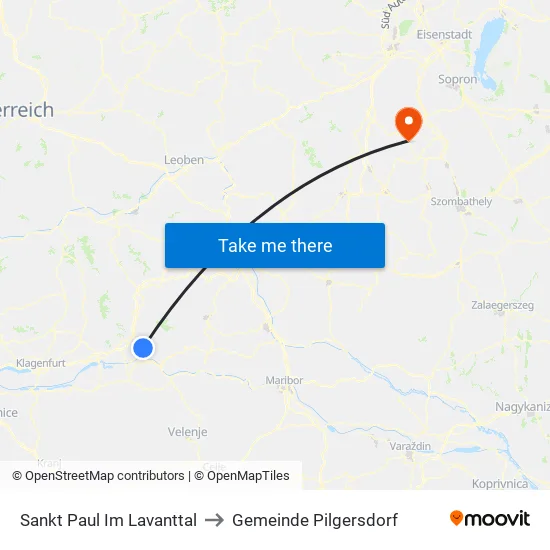 Sankt Paul Im Lavanttal to Gemeinde Pilgersdorf map