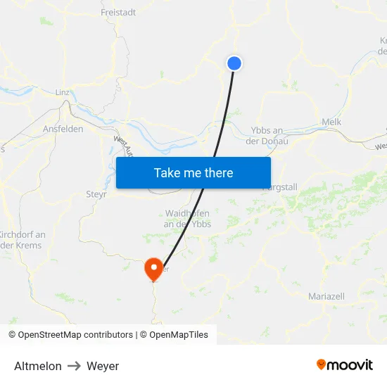 Altmelon to Weyer map
