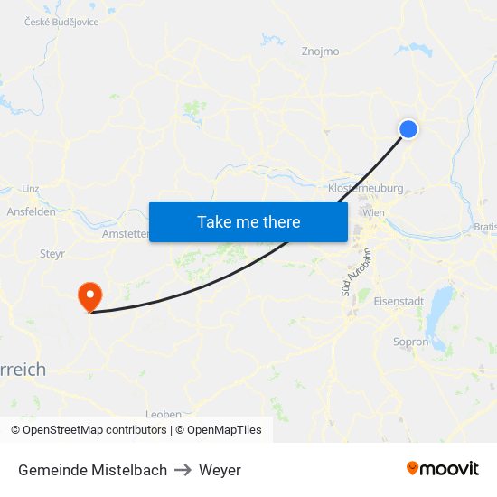 Gemeinde Mistelbach to Weyer map