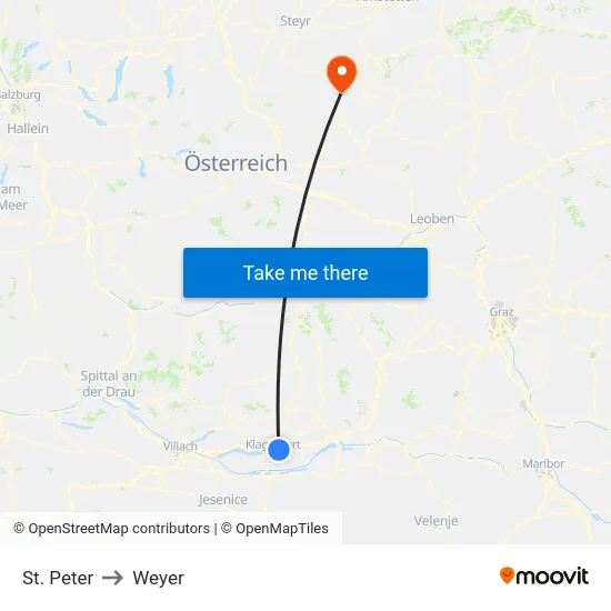 St. Peter to Weyer map