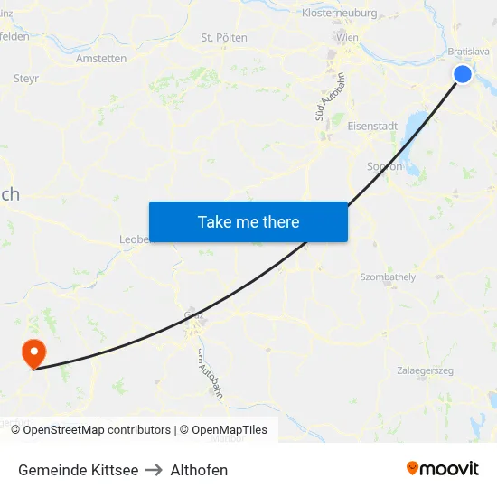 Gemeinde Kittsee to Althofen map