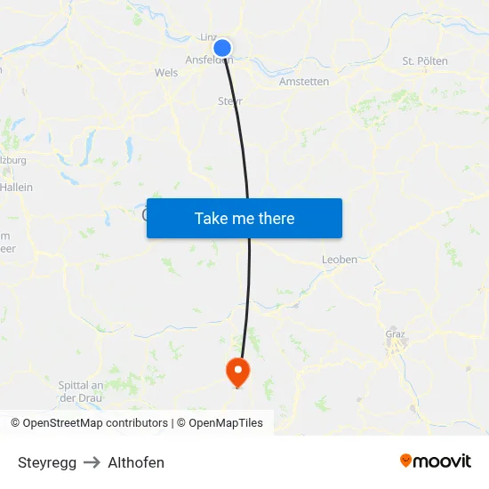 Steyregg to Althofen map