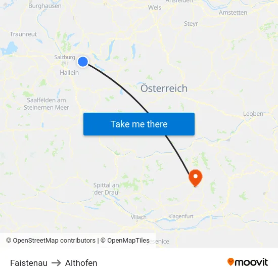 Faistenau to Althofen map