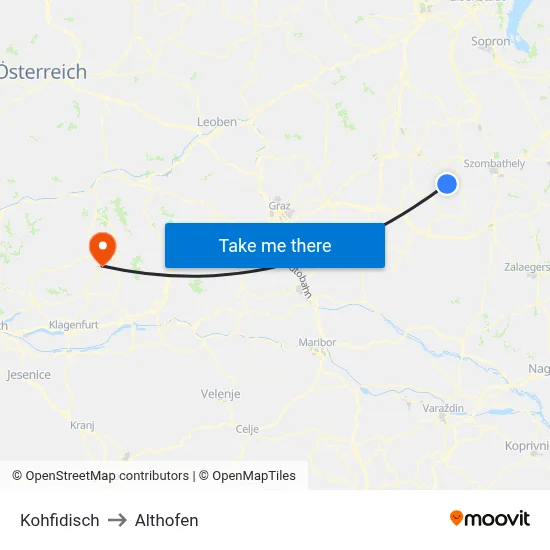 Kohfidisch to Althofen map