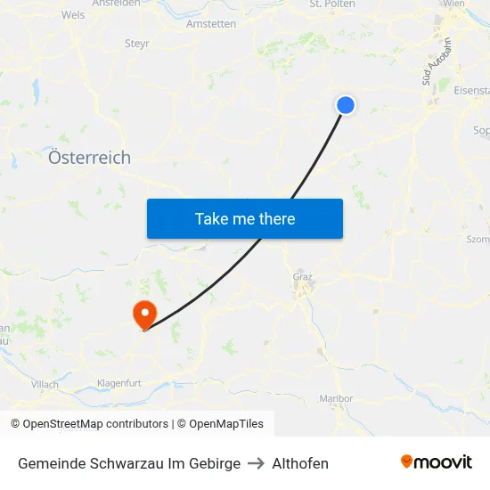 Gemeinde Schwarzau Im Gebirge to Althofen map