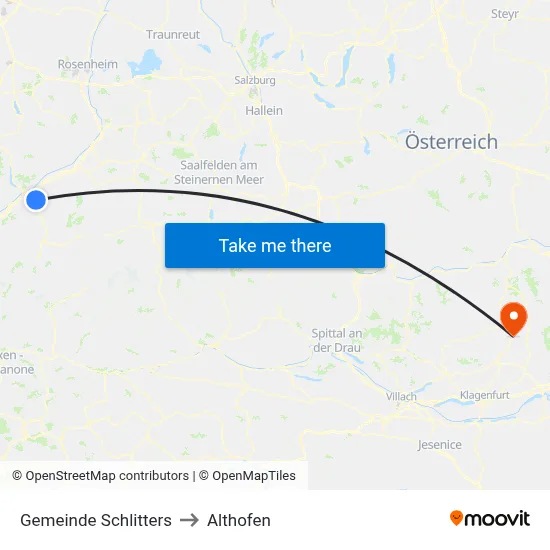 Gemeinde Schlitters to Althofen map