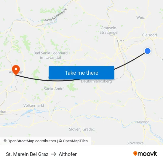 St. Marein Bei Graz to Althofen map
