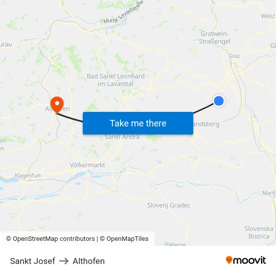 Sankt Josef to Althofen map