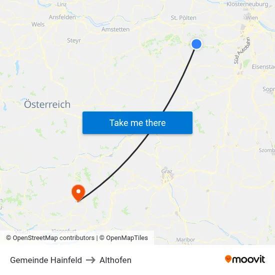 Gemeinde Hainfeld to Althofen map