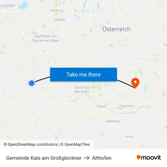 Gemeinde Kals am Großglockner to Althofen map